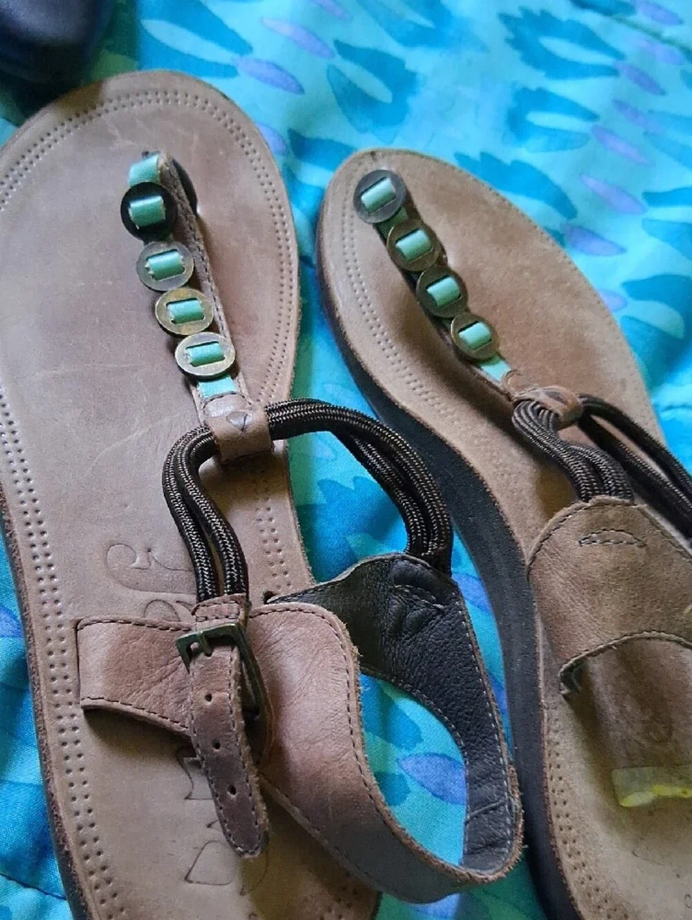 Reef Brown Sandal with Turquoise Accents